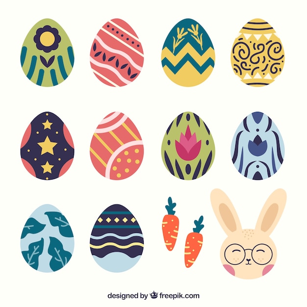 Free vector set of different easter eggs