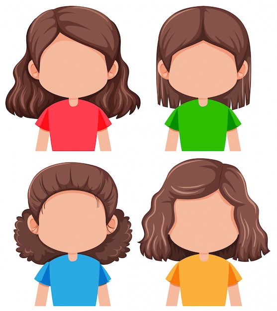 Free vector set of different faceless girl