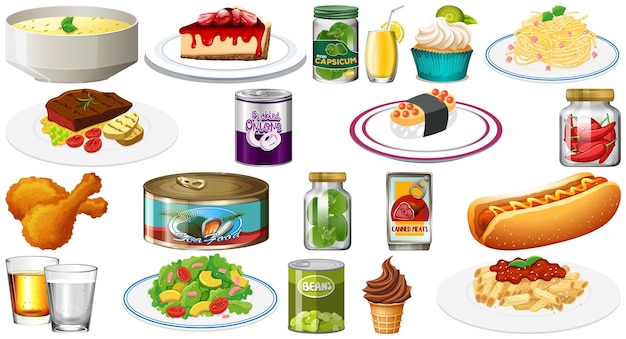 Set of different foods