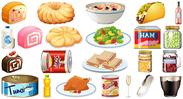 Free vector set of different foods