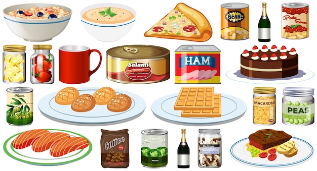 Free vector set of different foods