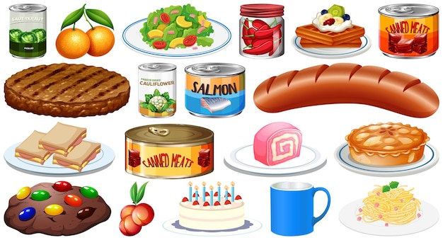 Free vector set of different foods