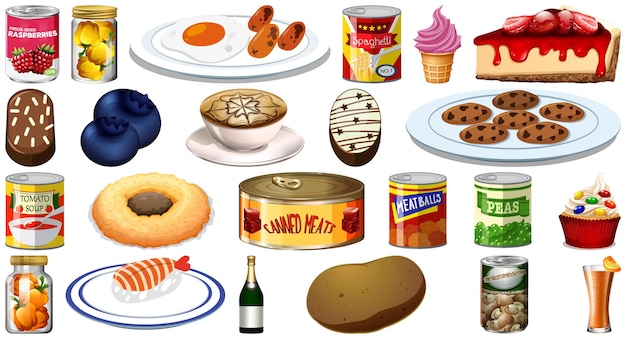 Free vector set of different foods