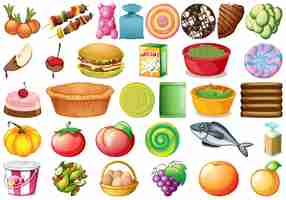 Free vector set of different foods