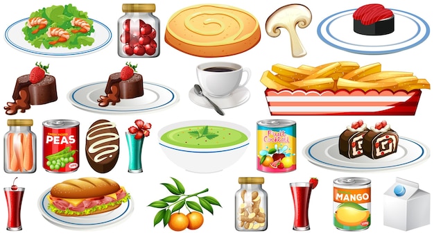 Free vector set of different foods