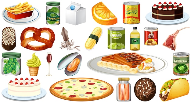 Set of different foods