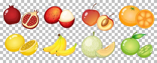 Set of different fruit isolated