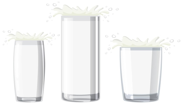 Free vector set of different glasses of milk