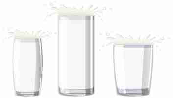 Free vector set of different glasses of milk