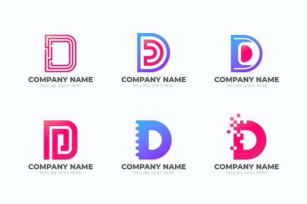 Free vector set of different gradient d logo