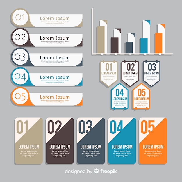 Free vector set of different infographic elements