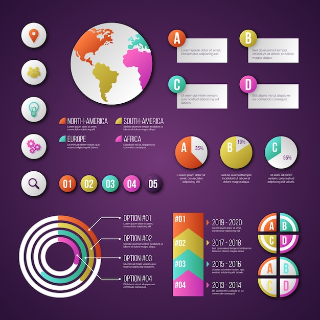 Free vector set of different infographic elements