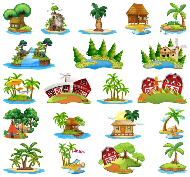 Set of different islands