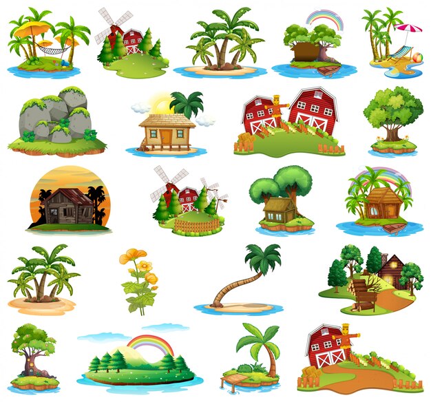 Set of different islands