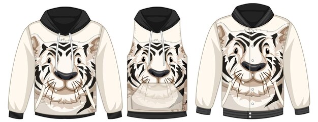 Набор различных курток с шаблоном белого тигра