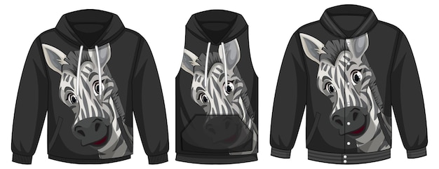 Set of different jackets with zebra template