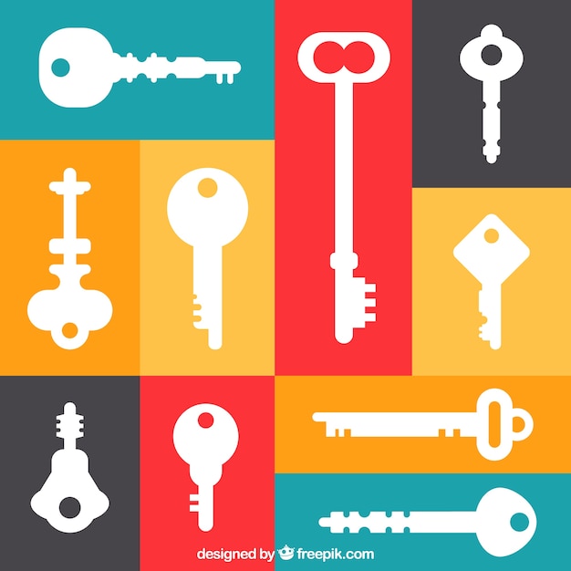 Vettore gratuito set di chiavi diverse