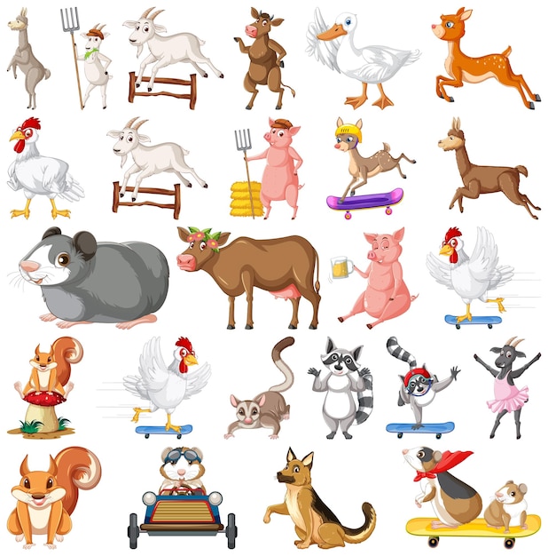 Set of different kids of animals