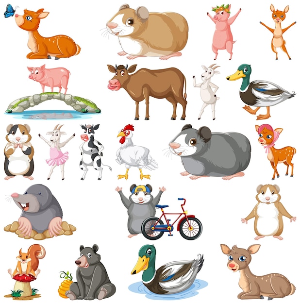 Set di diversi bambini di animali