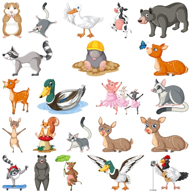 Set of different kids of animals