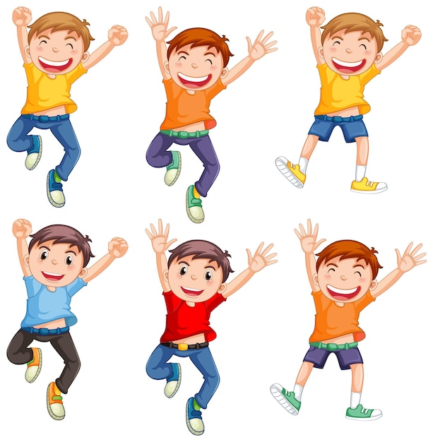 Free vector set of different kindergarten boys jumping