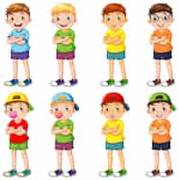 Free vector set of different kindergarten boys