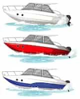 Free vector set of different kinds of boats and ships isolated