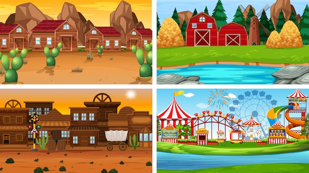 Set of different landscape background