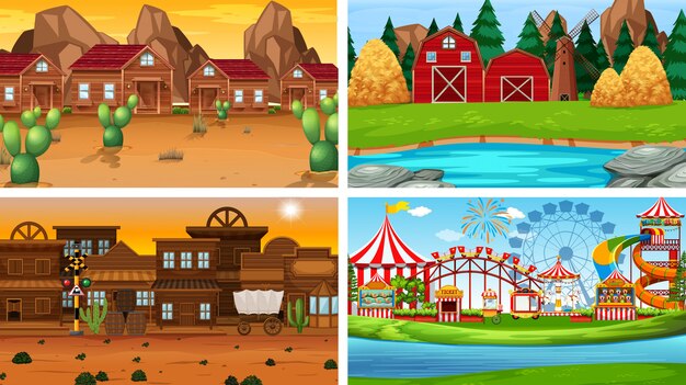 Set of different landscape background