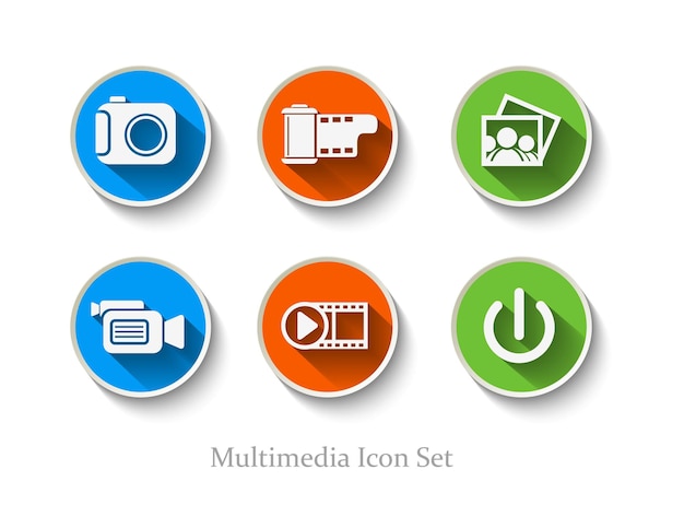 Набор различных графических иконок мультимедиа для веб-дизайна