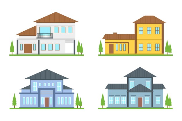 Set of different modern houses