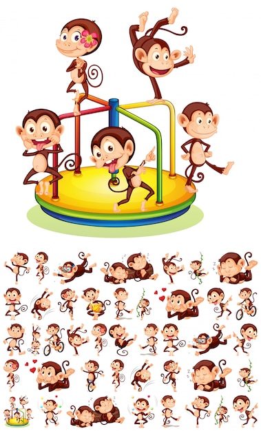 Free vector set of different monkeys