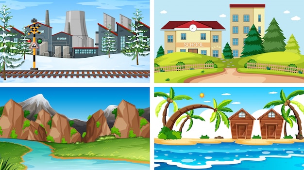 Free vector set of different scenes background