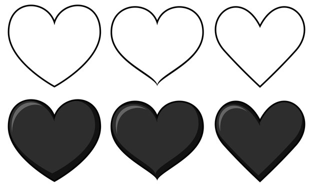 Set of different shapes of heart