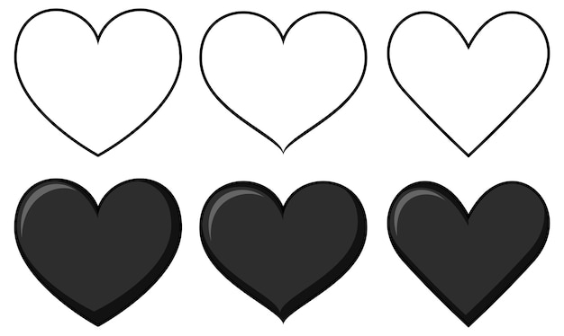 Набор различных форм сердца