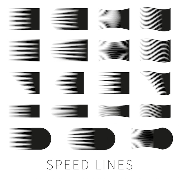 Free vector set of different simple black vector speed line