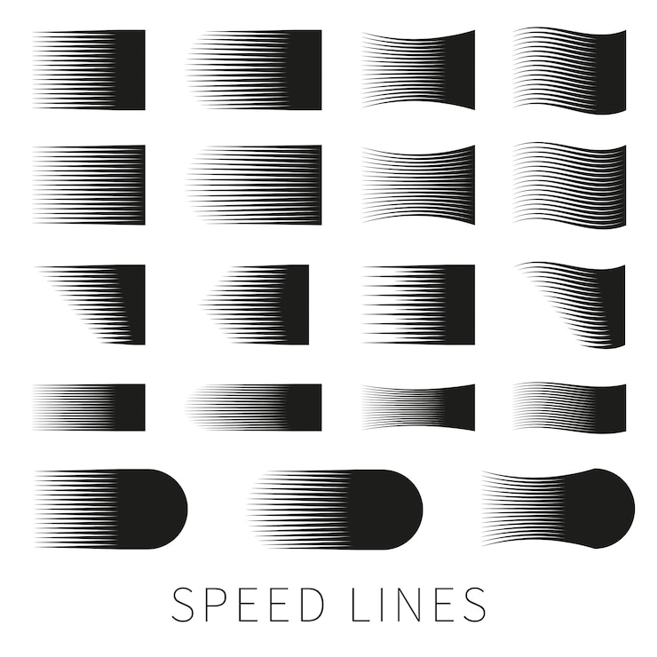 Free Vector set of different simple black vector speed line
