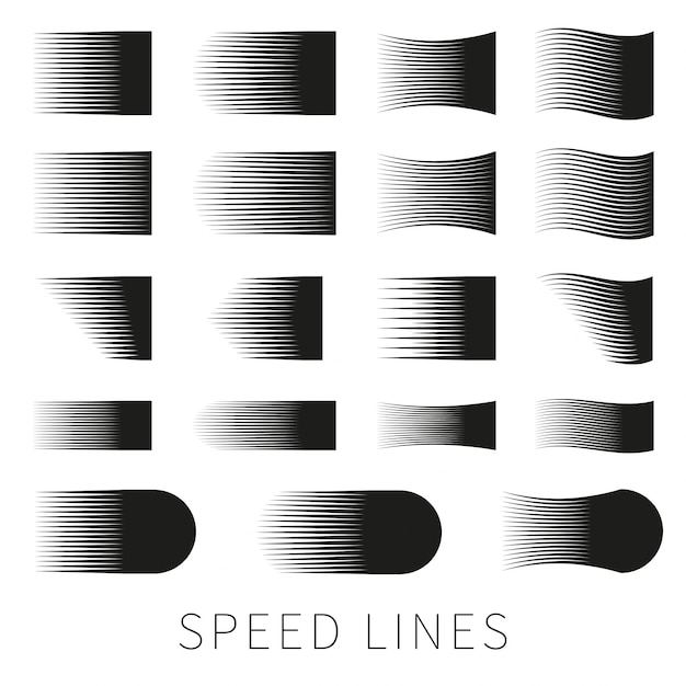 別のシンプルな黒のベクトル速度線のセット