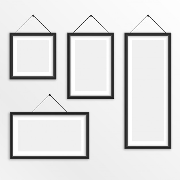 Photo frames hanging on binder clips Royalty Free Vector