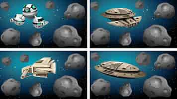 Free vector set of different space ships