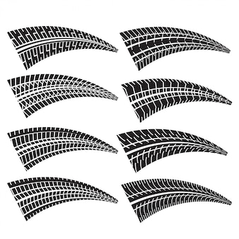 Set of different tire print marks