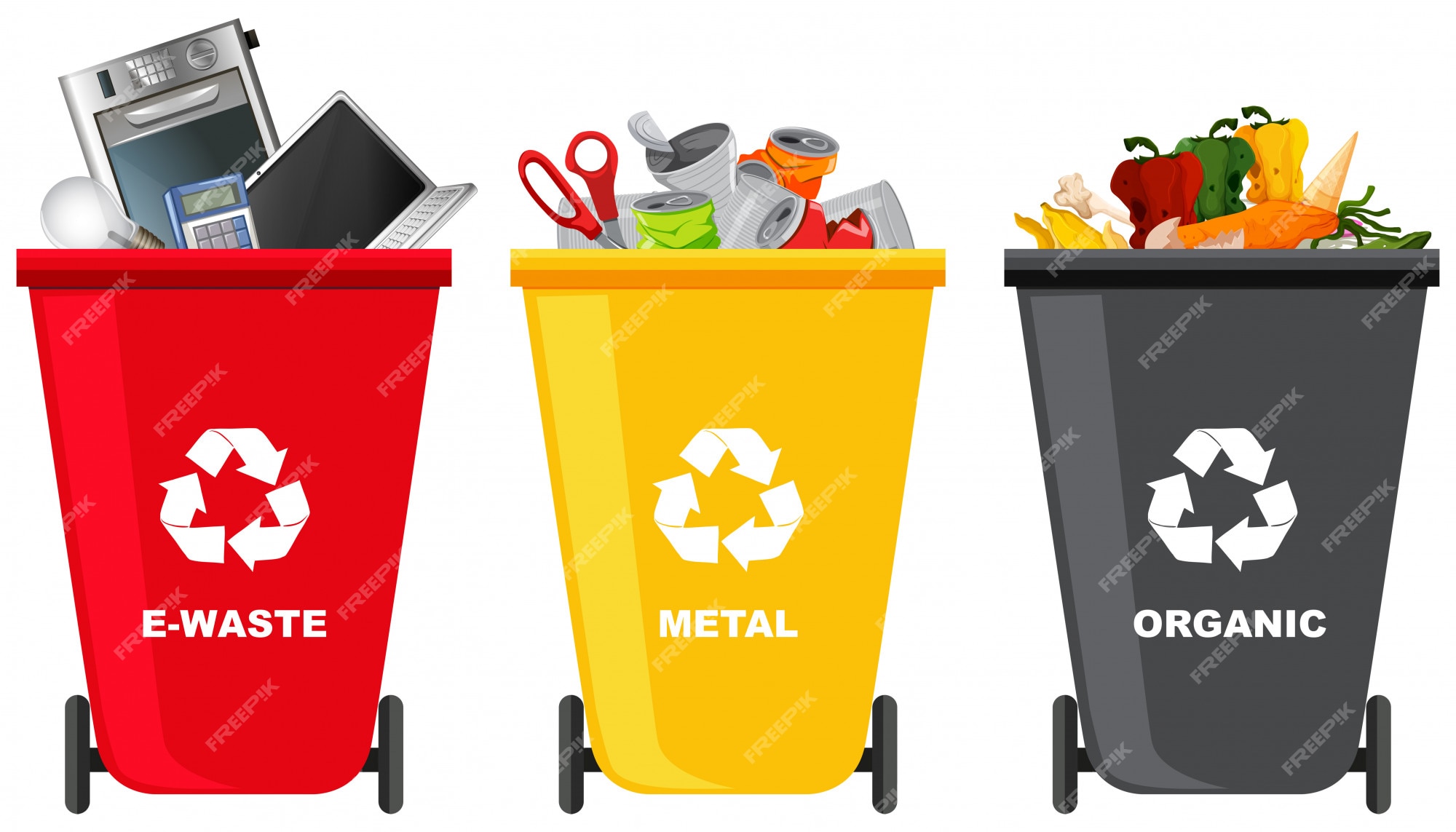 Garbage bins and trash cans set Royalty Free Vector Image