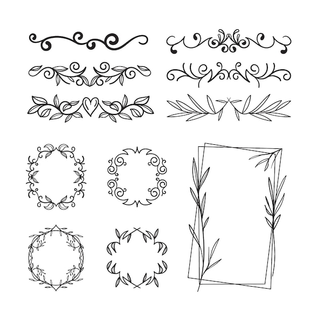 Free vector set of different types of frame and dividers