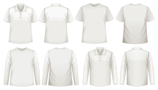 Free vector set of different types of shirt in same color