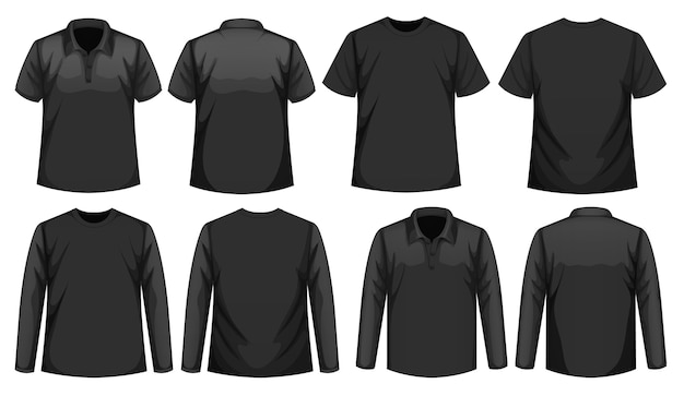 Black T Shirt. Front, Back And Side View Royalty Free SVG