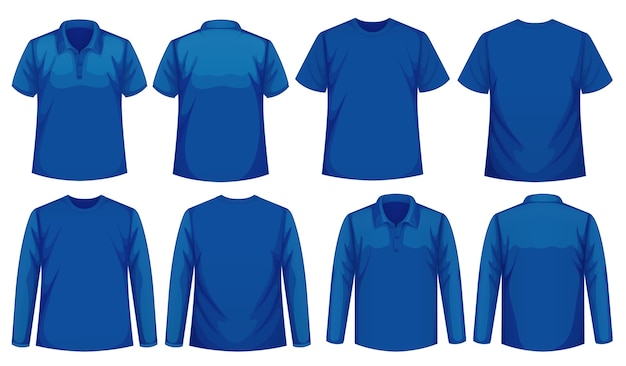 Free vector set of different types of shirt in same color