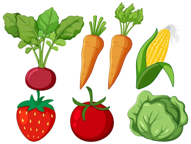 Free vector set of different vegetables cartoon