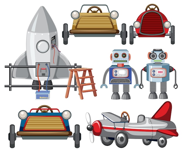 Set of different vintage robots