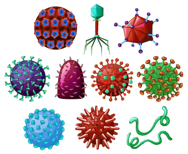 Vettore gratuito set di virus diversi