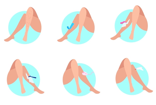 Set of different ways of hair removal